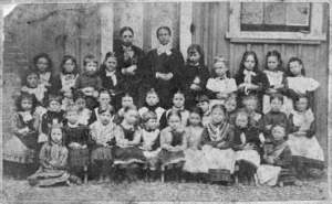 Pupils and teachers of Hardy Street School, Nelson - Photograph taken by Thomas Muir