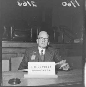 Portrait of Major J H Cowdrey Representative SAWVA [South Africans War Veterans Association?], Wellington Town Hall