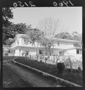 Exterior view of a house for visiting Mormon President and Mrs A P Anderson in Tawa, northern Wellington City