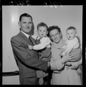 Portrait of Mr and Mrs W A Walker and family from South Africa, probably Wellington City