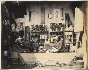 View of a curio shop, Japan, by Felice A Beato (1825-1908?)