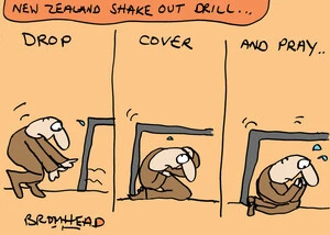 Bromhead, Peter, 1933-: New Zealand shake out drill... 26 September 2012