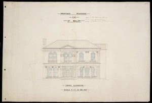 [Toxward, Christian Julius] 1831-1893 :Proposed residence for Dr Buller. Front elevation. Scale 4 ft to one inch. 1882.