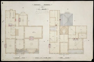 [Toxward, Christian Julius] 1831-1893 :Proposed residence for Dr Buller. Ground plan. First floor. Scale 4 ft to one inch. 1882.