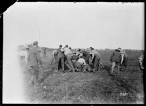 New Zealand soldiers playing rugby, Fontaine