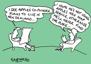 Bromhead, Peter, 1933-:"I see Apples' co-founder plans to live in New Zealand..." 1 October 2012