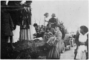 Creator Unknown :Photograph of Captain Mair with a group of Maori women, Anzac Day, Pukeroa