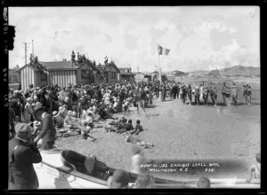 Presentation to a surf lifesaving group, Lyall Bay, Wellington