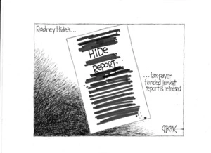 Rodney Hide's... HIDE REPORT... tax-payer funded junket report is released. 11 December 2009
