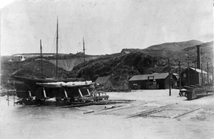 Scene on the patent slip at Evans Bay