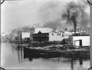 Wellington Harbour waterfront buildings circa 1887, including the Star Boating Club building