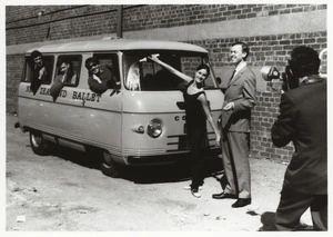 Members of the New Zealand Ballet Company and their Commer van