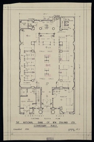 Mitchell & Mitchell and Partners :The National Bank of New Zealand Limited. Courtenay Place. Completed 1929. Drawing no. 1 25 2 [19]46. Ground floor plan.