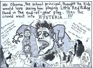 Doyle, Martin, 1956- :Mr Obama, the school principal, thought the kids would love seeing him playing Little Red Riding Hood in the end-of-year play... 8 October 2012
