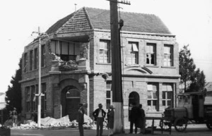 Badly damaged Hawke's Bay Tribune building in Hastings, after the earthquake of 1931