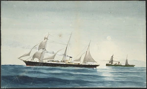 [Forster, William James 1851-1891] :Race between the "Hinemoa" and "Taupo" from Lyttelton to Wellington; time; "Hinemoa" 12 h 58 m "Taupo" 14 h [1876?]