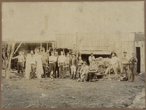 Workers at a New Zealand flax mill