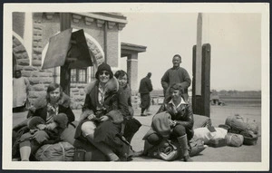 Agnes Moncrieff and collegues on Chufu (Qufu) railway station, China