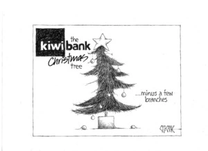 The Kiwibank Christmas tree ... minus a few branches. 23 December 2009