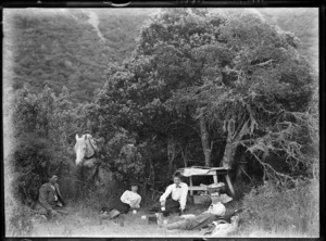 Gifford tramping party on the way to Ball Hut, Mt Cook