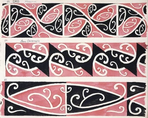 Godber, Albert Percy, 1876-1949 :[Drawings of Maori rafter patterns]. 53. 6MA Mangotipi; 54. From Ohinemutu; 55. [1939-1947].