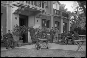 Soldiers at the New Zealand Division hostel, Riccione, Italy, during World War 2