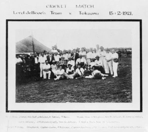 Cricket players, Lord Jellicoe's team v Tokaanu