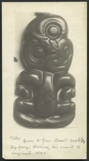 Hei tiki presented by Hongi Hika to Rev Basil Woodd