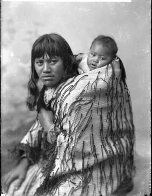 Rihipeti Kurahoro and child, at Koroniti - Photograph taken by William Henry Thomas Partington