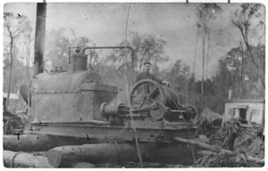 Steam winch clearing the site of Duncan Street, Dunollie, West Coast