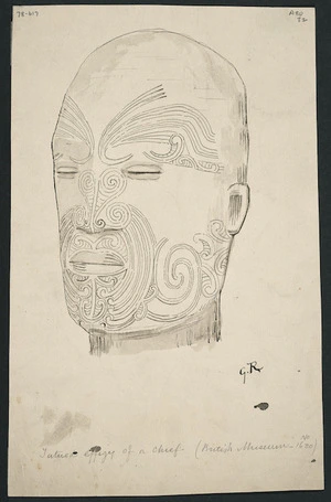 Robley, Horatio Gordon 1840-1930 :Tatued [sic] effigy of a chief (British Museum, no. 1630). [ca 1900?]