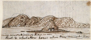 [Taylor, Richard], 1805-1873 :Mining establisment Kauwau. Heal & Whitaker's house when they mined there. [1850?]