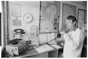 Ken Clements in the control room of the Wellington Sea Rescue Service in Evans Bay
