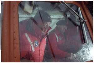 Mike Graham and Peter Barnes on the Mana Coastguard's Waveney rescue boat - Photograph taken by Ross Giblin