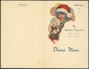 Chateau Tongariro :The "Chateau Tongariro", National Park, New Zealand. Christmas 1936. Dinner menu [Front and back cover spread].