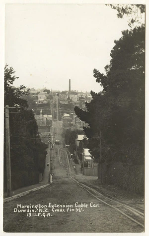 Creator unknown :Photograph of cable car tracks for the Mornington extension, Dunedin, taken by F G Radcliffe