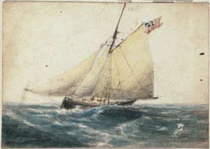 [Hodgkins, William Mathew] 1833-1898 :[Sailing yacht] Unice [ca 1885]