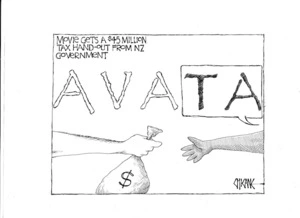 Movie gets a $45 million tax hand-out from NZ government. AVA "TA". 25 January 2010