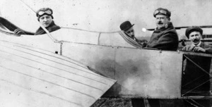 Joseph Ward and Gustav Hamel in the Bleriot aeroplane Britannia