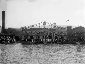 Crowd at the opening of the rowing season at the Star Boating Club, Wellington
