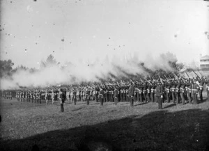 New Zealand Militia firing a feu de joie during the 1901 royal tour