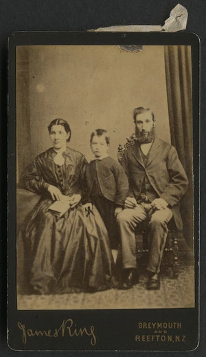 Ring, James (Greymouth and Reefton) fl 1879-1885 :Portrait of unidentified man, woman and young boy