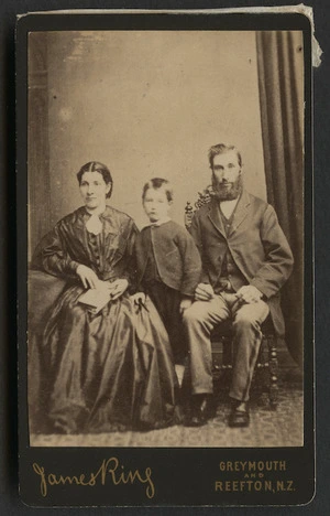 Ring, James (Greymouth and Reefton) fl 1879-1885 :Portrait of unidentified man woman and child