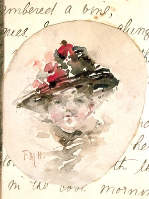 Hodgkins, Frances Mary, 1869-1947 :[Head of a woman wearing a hat. ca 1890]