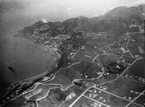 Aerial view of Worser Bay, Seatoun and Miramar, Wellington