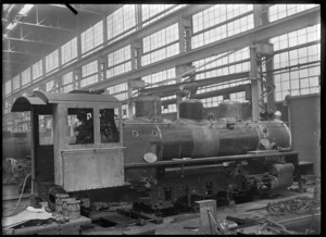 C class 2-6-2 steam locomotive, New Zealand Railways no 851, under construction at Hutt Railway Workshops, Woburn.