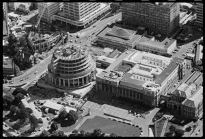 Aerial view of Parliament Buildings, Wellington