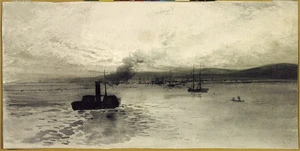 [Hodgkins, William Mathew] 1833-1898 :Approach to Dunedin, evening [188-?]