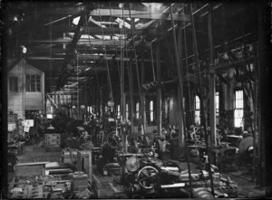 Petone Railway Workshops. Interior view of the Machine Shop, ca 1903