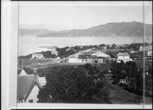 Bragge, James, 1833?-1908 :Part 1 of a 3 part panorama of Thorndon, Wellington